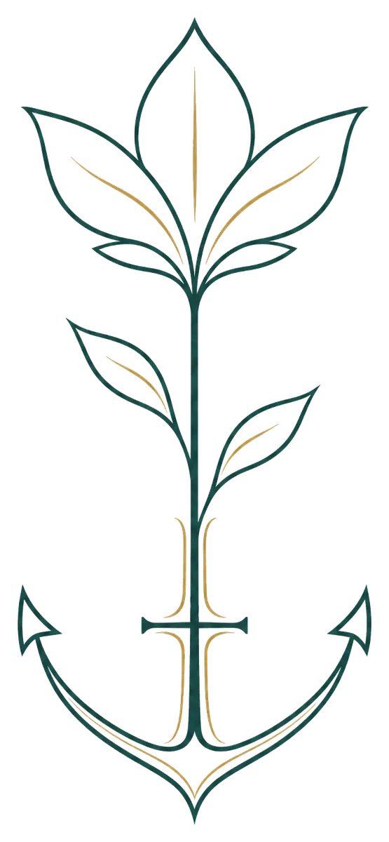 Anchor & Bloom logo mark, anchor and stem in deep teal