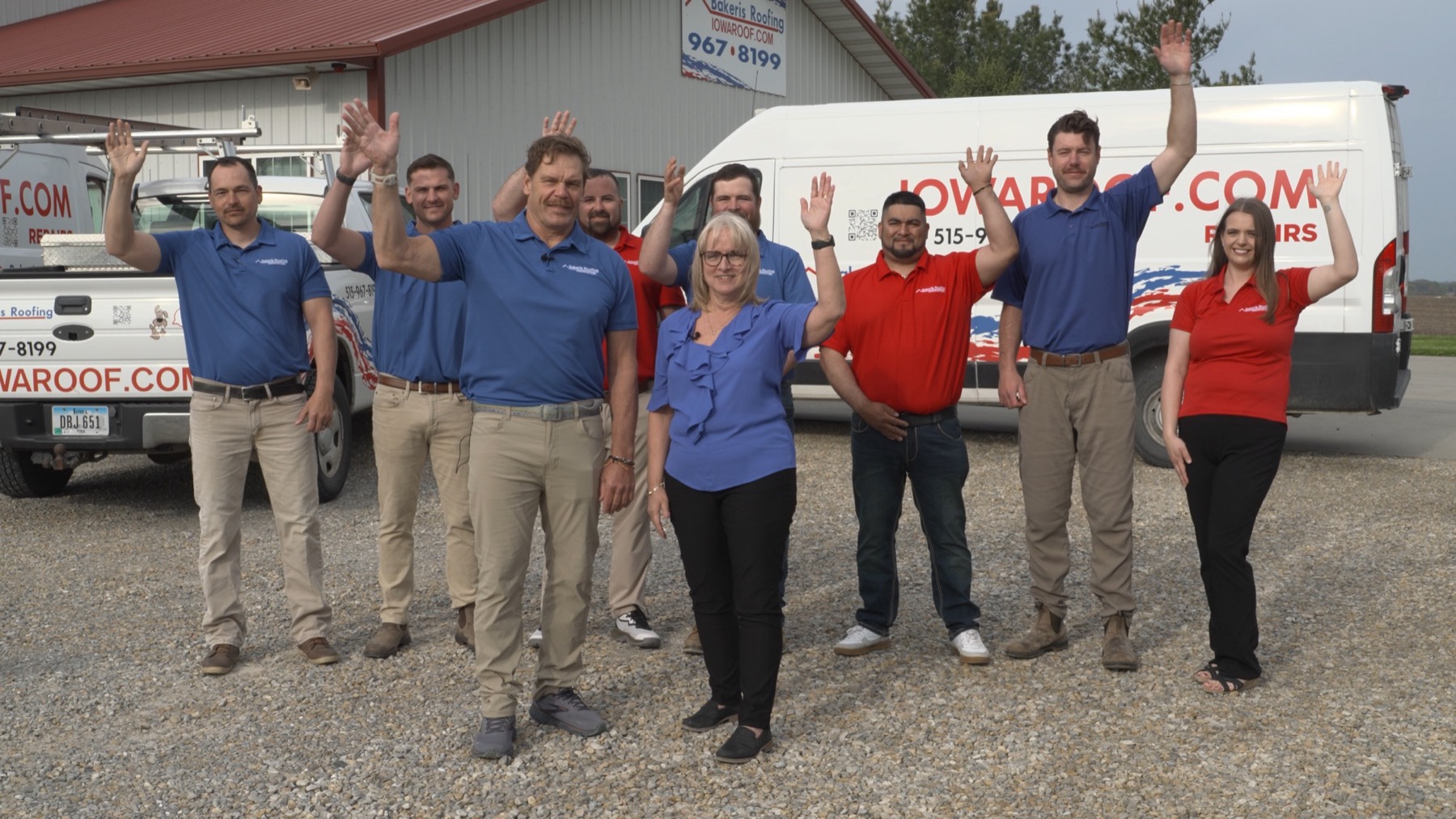 The Bakeris Roofing crew on a finished job site