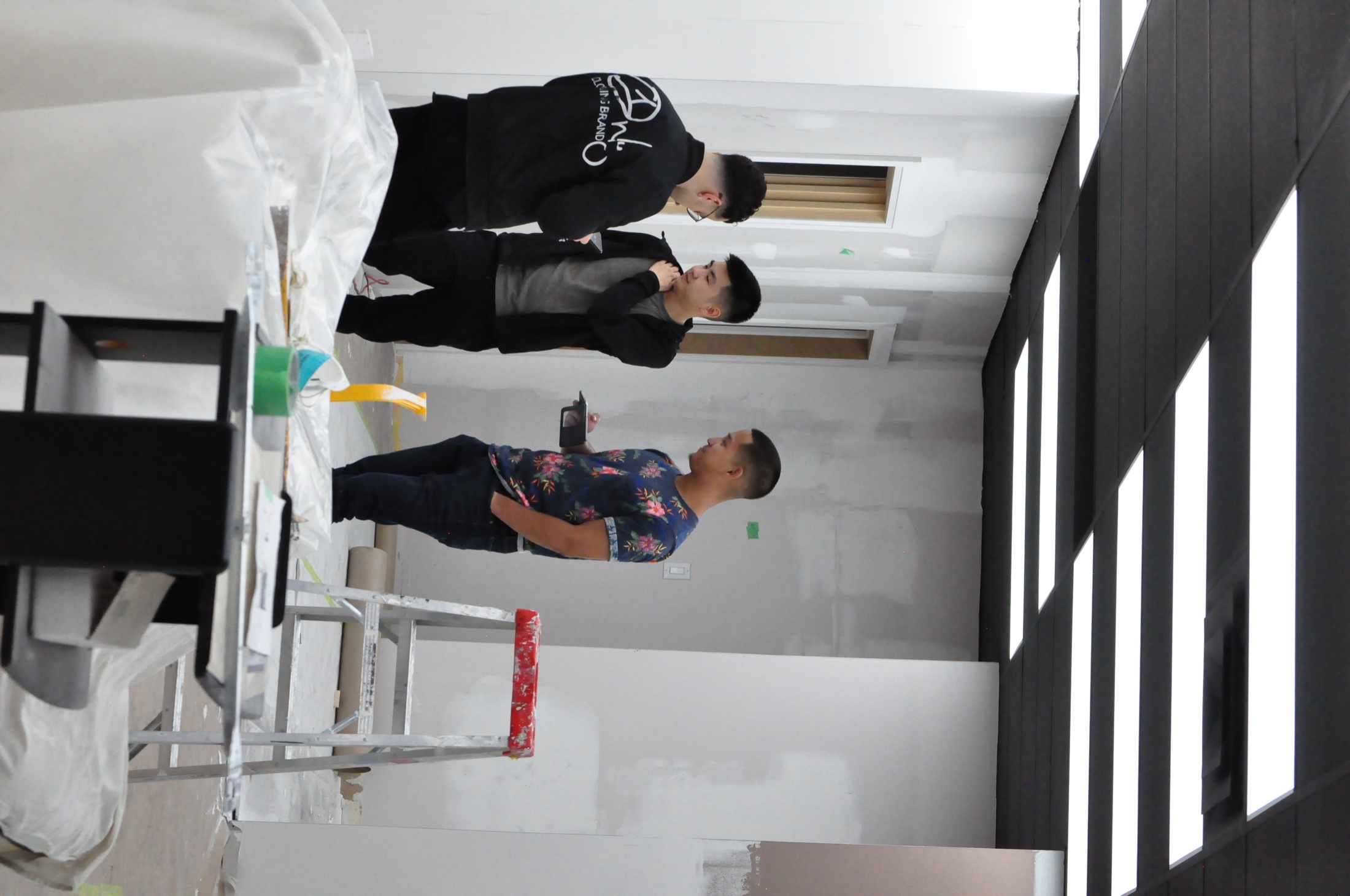 Chair renovation, drywall and crew, the build