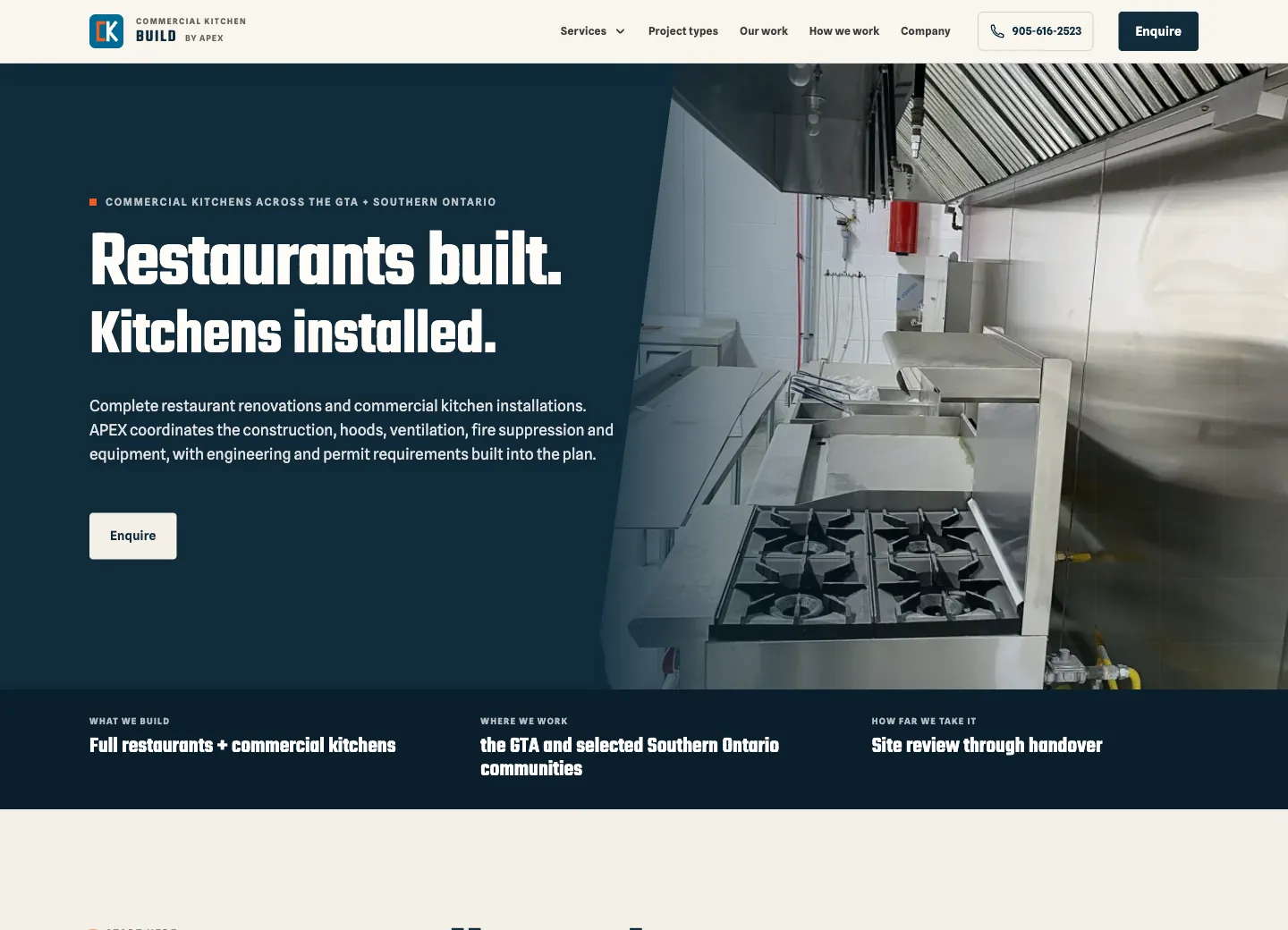 Commercial Kitchen Build homepage preview