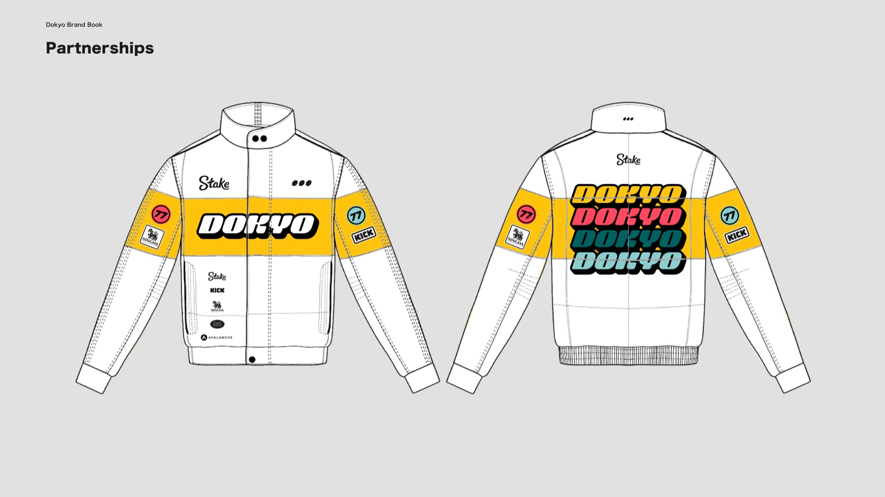 Dokyo F1 partnership concept, racing jacket front and back with sponsor livery