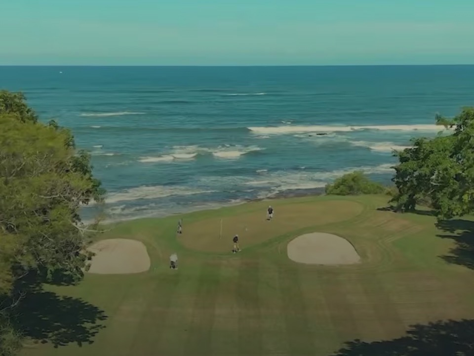 Hacienda Pinilla concept homepage preview showing the Pacific golf-course hero